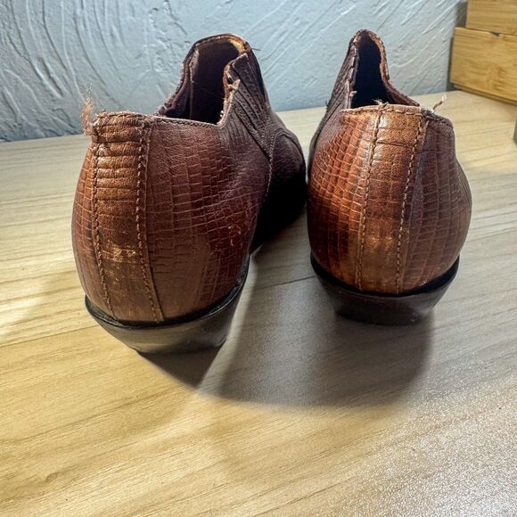 Vintage Nine West Brown Lizard-Effect Ankle Boots Size 7 - Picture 4 of 6